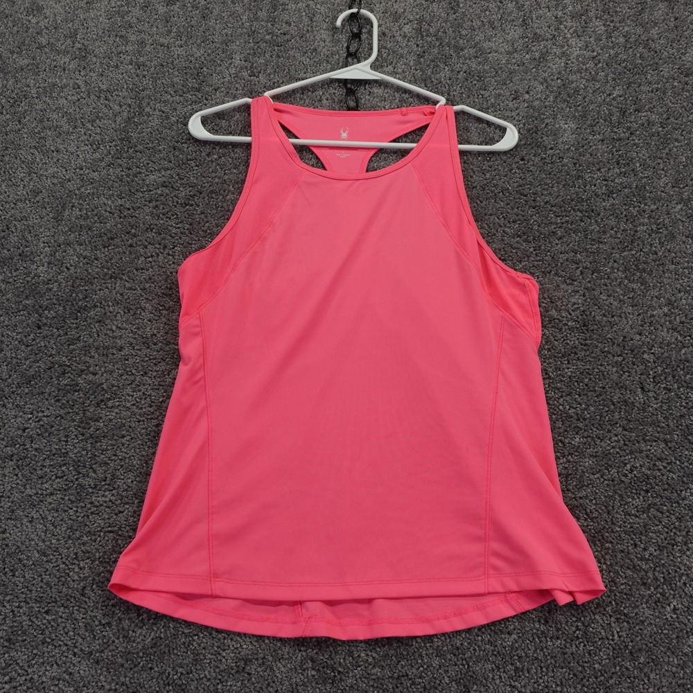 Spyder Tank Top Womens Large Pink Racerback Mesh Trim Athletic Gym Activewear